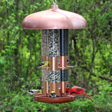 Load image into Gallery viewer, Copper Finish Triple Tube Bird Feeder