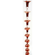Load image into Gallery viewer, Pure Copper 8-Ft Flower Rain Chain Rainwater Gutter Downspout