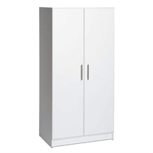 Load image into Gallery viewer, White 2-Door Wardrobe Cabinet with Hanging Rail and Storage Shelf