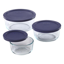 Load image into Gallery viewer, 6-Piece Round Glass Food Storage Set with Blue Lids - Made in USA