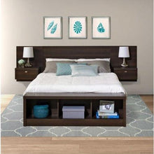 Load image into Gallery viewer, King size Floating Headboard with Nightstands in Espresso