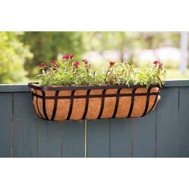 30-inch Window-Deck Planter with Coco Liner in Black