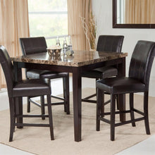 Load image into Gallery viewer, Counter Height 5-Piece Dining Set with Faux Marble Top Table and 4 Faux Leather Chairs