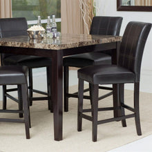 Load image into Gallery viewer, Counter Height 5-Piece Dining Set with Faux Marble Top Table and 4 Faux Leather Chairs