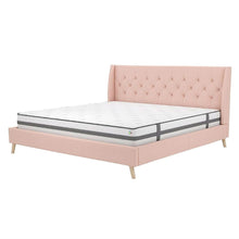 Load image into Gallery viewer, King size Pink Linen Upholstered Wingback Platform Bed Mid-Century Modern