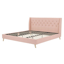 Load image into Gallery viewer, King size Pink Linen Upholstered Wingback Platform Bed Mid-Century Modern
