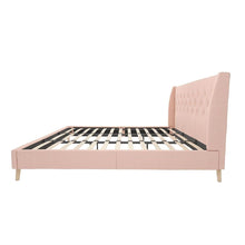 Load image into Gallery viewer, King size Pink Linen Upholstered Wingback Platform Bed Mid-Century Modern