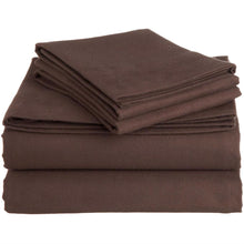 Load image into Gallery viewer, Queen 100-Percent Cotton Flannel Sheet Set in Brown Italian Roast