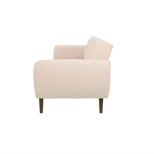 Load image into Gallery viewer, Pink Linen Upholstered Futon Sofa Bed with Mid-Century Style Wood Legs