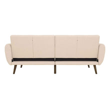 Load image into Gallery viewer, Pink Linen Upholstered Futon Sofa Bed with Mid-Century Style Wood Legs
