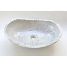 Load image into Gallery viewer, Light Grey White Marble Polished Stone Oval Vessel Sink