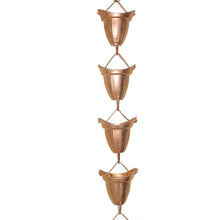 Load image into Gallery viewer, Pure Copper 8.5 Ft Rain Chain with 17 Bell Cups