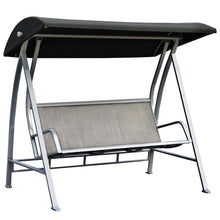 Load image into Gallery viewer, Durable Steel Frame 3-Seat Sling Canopy Swing in Grey for Outdoor Patio Porch