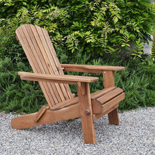 Load image into Gallery viewer, Outdoor Hardwood Patio Armchair Adirondack Chair with Brown Wood Finish