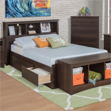 Load image into Gallery viewer, Twin XL Espresso Brown Platform Bed w- Headboard and Storage Drawers