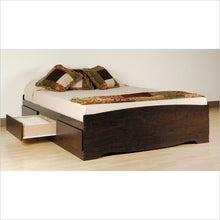 Load image into Gallery viewer, Twin XL Espresso Brown Platform Bed w- Headboard and Storage Drawers