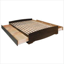 Load image into Gallery viewer, Twin XL Espresso Brown Platform Bed w- Headboard and Storage Drawers