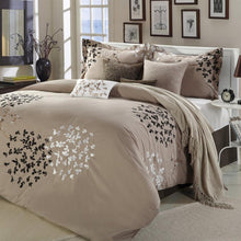 Load image into Gallery viewer, Queen size 8-Piece Comforter Set in Light Brown Black Tan White
