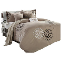 Load image into Gallery viewer, Queen size 8-Piece Comforter Set in Light Brown Black Tan White