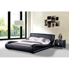 Load image into Gallery viewer, Queen size Modern Black Faux Leather Platform Bed