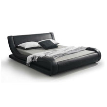 Load image into Gallery viewer, Queen size Modern Black Faux Leather Platform Bed