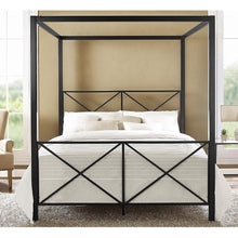 Load image into Gallery viewer, Queen size 4-Post Metal Canopy Bed Frame in Black