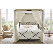 Load image into Gallery viewer, Queen size 4-Post Metal Canopy Bed Frame in Black