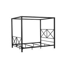 Load image into Gallery viewer, Queen size 4-Post Metal Canopy Bed Frame in Black