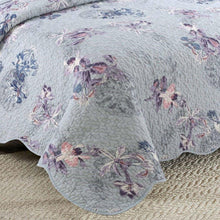 Load image into Gallery viewer, Queen size 3-Piece Cotton Quilt in Purple Floral Bird Pattern