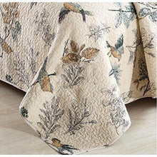 Load image into Gallery viewer, Queen 3-Piece Cotton Quilt Bedspread Set with Floral Birds Pattern