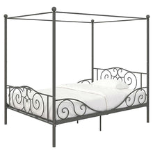 Load image into Gallery viewer, Full size Heavy Duty Metal Canopy Bed Frame in Pewter Finish