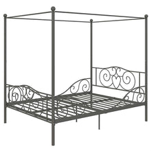 Load image into Gallery viewer, Full size Heavy Duty Metal Canopy Bed Frame in Pewter Finish