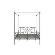 Load image into Gallery viewer, Full size Heavy Duty Metal Canopy Bed Frame in Pewter Finish