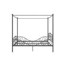 Load image into Gallery viewer, Full size Heavy Duty Metal Canopy Bed Frame in Pewter Finish