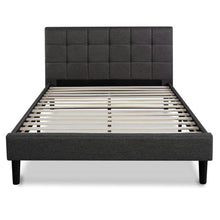Load image into Gallery viewer, Queen size Modern Classic Dark Grey Upholstered Platform Bed with Headboard
