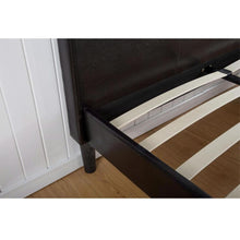 Load image into Gallery viewer, Queen size Modern Platform Bed with Dark Brown Upholstered Faux Leather Headboard