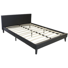 Load image into Gallery viewer, Queen size Black Faux Leather Platform Bed with Headboard