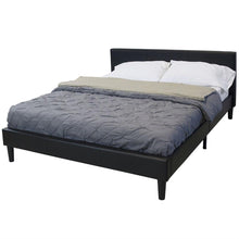Load image into Gallery viewer, Queen size Black Faux Leather Platform Bed with Headboard