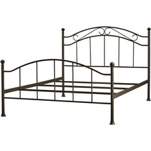 Load image into Gallery viewer, Queen size Scroll Design Metal Bed Frame with Headboard and Footboard in Brown Finish