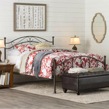 Load image into Gallery viewer, Queen size Scroll Design Metal Bed Frame with Headboard and Footboard in Brown Finish
