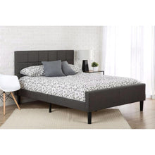 Load image into Gallery viewer, Queen size Dark Grey Upholstered Platform Bed with Headboard and Footboard