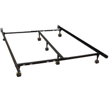 Load image into Gallery viewer, Queen size Heavy Duty 7-Leg Metal Bed Frame with Locking Rug Roller Casters Wheels