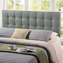 Load image into Gallery viewer, King size Grey Fabric Upholstered Headboard with Modern Tufting
