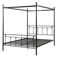 Load image into Gallery viewer, Queen Sturdy Metal Platform Bed Frame with Canopy in Black Metal Finish