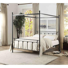 Load image into Gallery viewer, Queen Sturdy Metal Platform Bed Frame with Canopy in Black Metal Finish