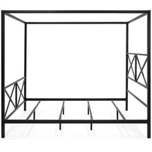 Load image into Gallery viewer, Queen size 4-Post Canopy Bed Frame in Black Metal Finish