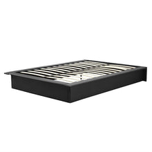 Load image into Gallery viewer, Queen size Modern Black Faux Leather Platform Bed Frame with Wood Mattress Support Slats