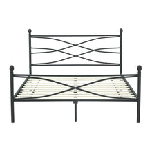 Load image into Gallery viewer, Queen size Matte Black Metal Platform Bed Frame with Headboard and Footboard