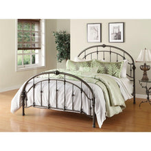 Load image into Gallery viewer, Queen size Metal Bed in Antique Bronze Pewter Finish with Headboard and Footboard
