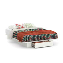 Load image into Gallery viewer, Queen size White Modern Platform Bed Frame with Bottom Storage Drawer